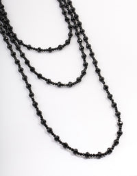 Coated Black Triple Row Bead & Facet Necklace - link has visual effect only