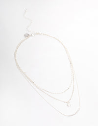 Silver Plated Fine Triple Layered Beaded Disc Necklace - link has visual effect only