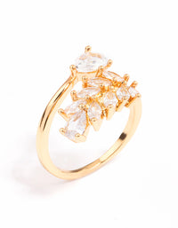 Gold Plated Leafy Pear Crystal Ring - link has visual effect only