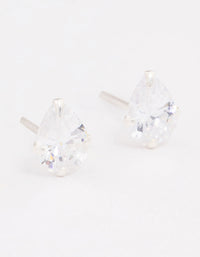 Sterling Silver Cubic Zirconia Pear Stud Earrings 7mm - link has visual effect only