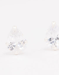 Sterling Silver Cubic Zirconia Pear Stud Earrings 7mm - link has visual effect only