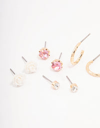 Gold Rose & Butterfly Earring 8-Pack - link has visual effect only