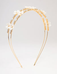 Gold Mini Crystal Flower Beaded Headband - link has visual effect only