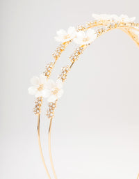 Gold Mini Crystal Flower Beaded Headband - link has visual effect only