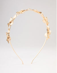 Gold Small Leafy Crystal Headband - link has visual effect only