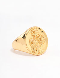 Gold Plated Floral Signet Ring - link has visual effect only