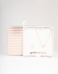 Two-Toned Silver & Rose Gold Crystal Ball Pendant Necklace Pack - link has visual effect only
