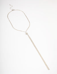 Rhodium Long Knotted Tassel Necklace - link has visual effect only