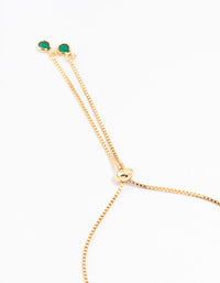 Gold Plated Cubic Zirconia Round Emerald & Pearl Toggle Bracelet - link has visual effect only