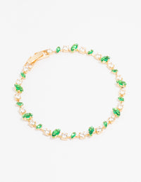 Gold Plated Marquise & Round Emerald Tennis Bracelet - link has visual effect only
