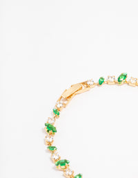 Gold Plated Marquise & Round Emerald Tennis Bracelet - link has visual effect only