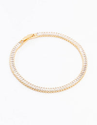 Gold Plated Cubic Zirconia Baguette Tennis Bangle - link has visual effect only