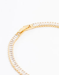 Gold Plated Cubic Zirconia Baguette Tennis Bangle - link has visual effect only