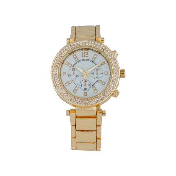 Gold Glam Diamante Surround Watch