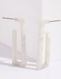 Acrylic White Rectangle Hoop Earring - link has visual effect only