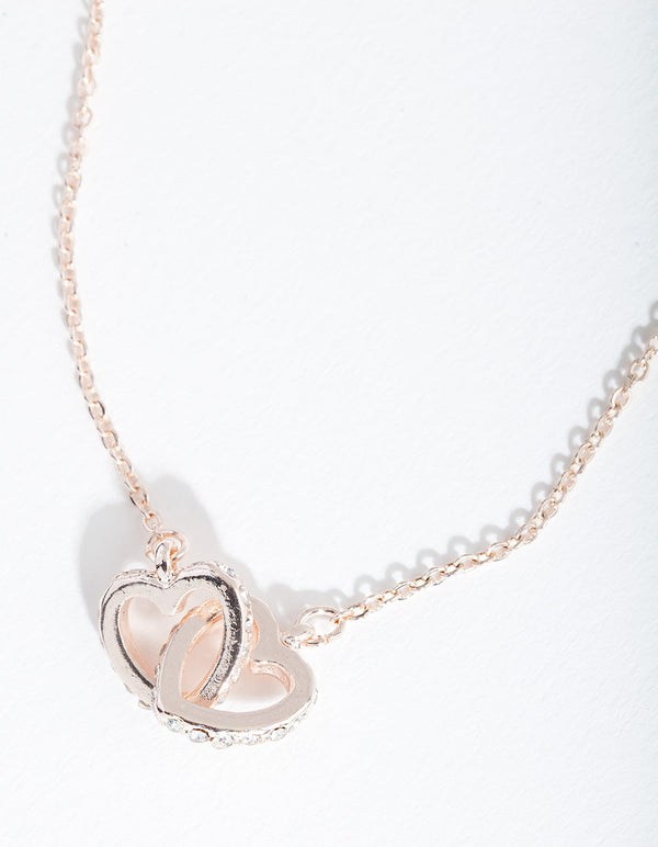 Necklace Double Crystal White Of Swarovski Adorned Intertwined Hearts |  Fruugo MY