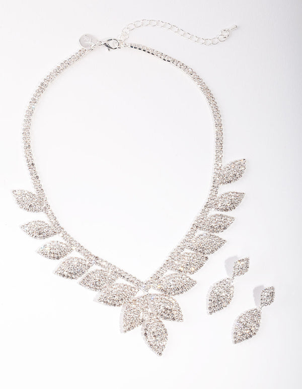 2 PACK Silver Diamante Necklace & Earrings Set | Yours Clothing