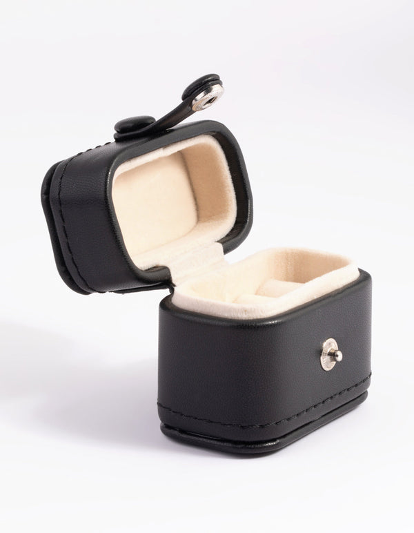 Black Faux Leather Earring Box