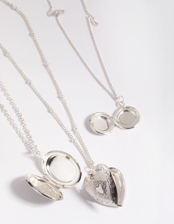 Antique Silver Mixed Locket Layered Necklace - Lovisa