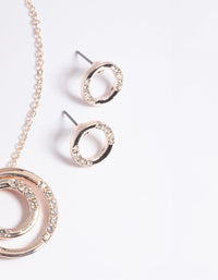 Gold Diamante Circle Necklace & Earrings Set - link has visual effect only