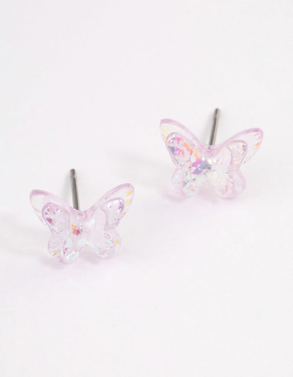 Acrylic Lilac Candy Butterfly Stud Earrings
