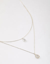 Silver Double Pear Layered Necklace - link has visual effect only