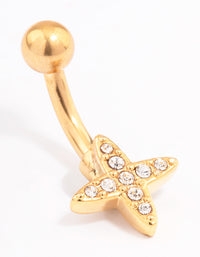 Gold Plated Surgical Steel Cross Mini Belly Ring - link has visual effect only