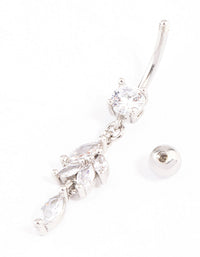 Surgical Steel Navette Cubic Zirconia Drop Belly Ring - link has visual effect only