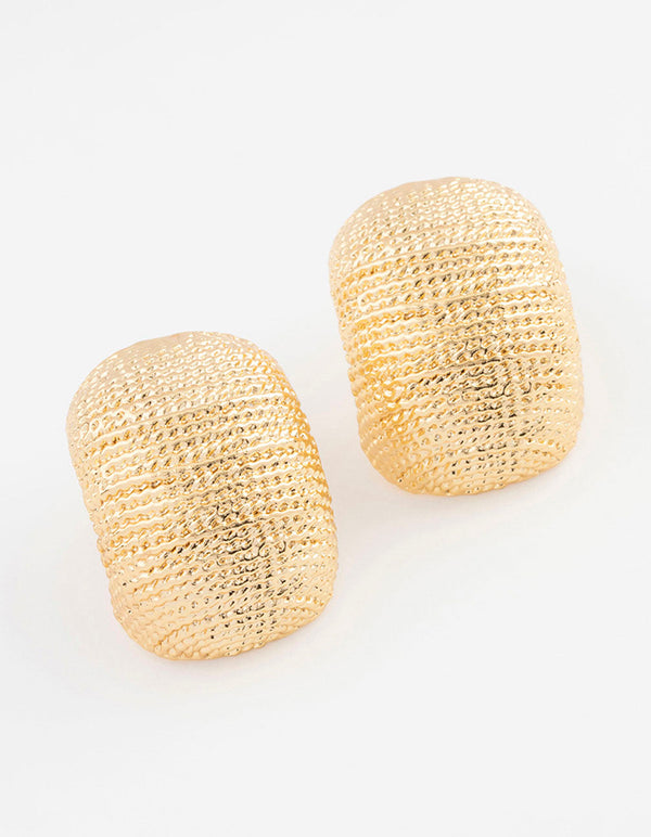 Gold Plated Textured Bold Stud Earrings