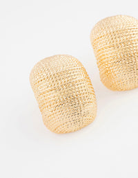 Gold Plated Textured Bold Stud Earrings - link has visual effect only