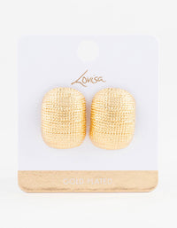 Gold Plated Textured Bold Stud Earrings - link has visual effect only